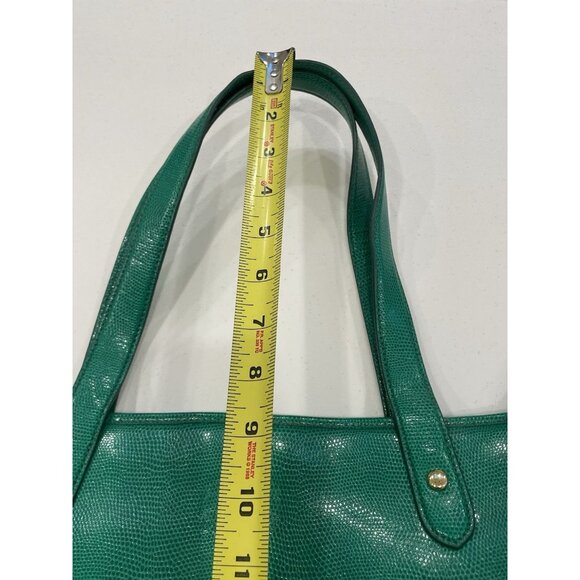 Ralph Lauren Embossed Leather Tote Bag Classic Green Shoulder Purse Handbag - Picture 12 of 14